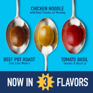 3 spoons with 3 different flavors of soupdrops